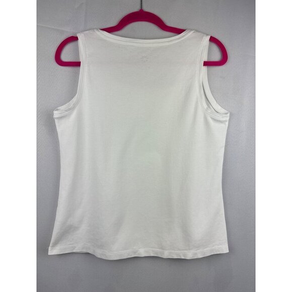 Isaac Mizrahi Live Womens White Cotton Tank Top M - Picture 6 of 6